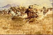 Charles M Russell Fight Between the Black Feet oil painting reproduction
